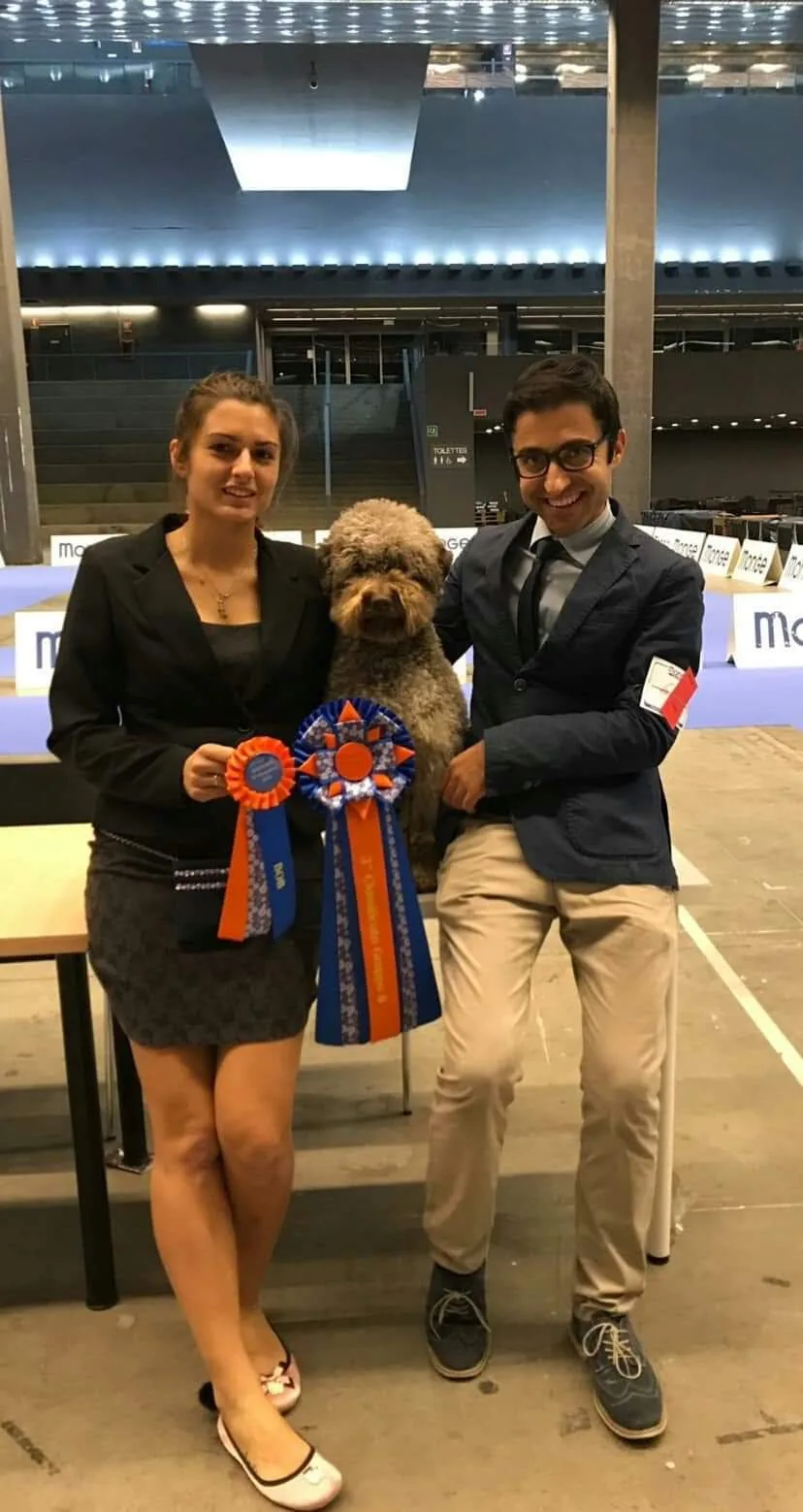 Mocha with handler Artur Bullari after Third in Group placement - FCI International Show, Italy 2018